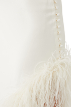 Silk Satin Feather Hem Midi Dress
